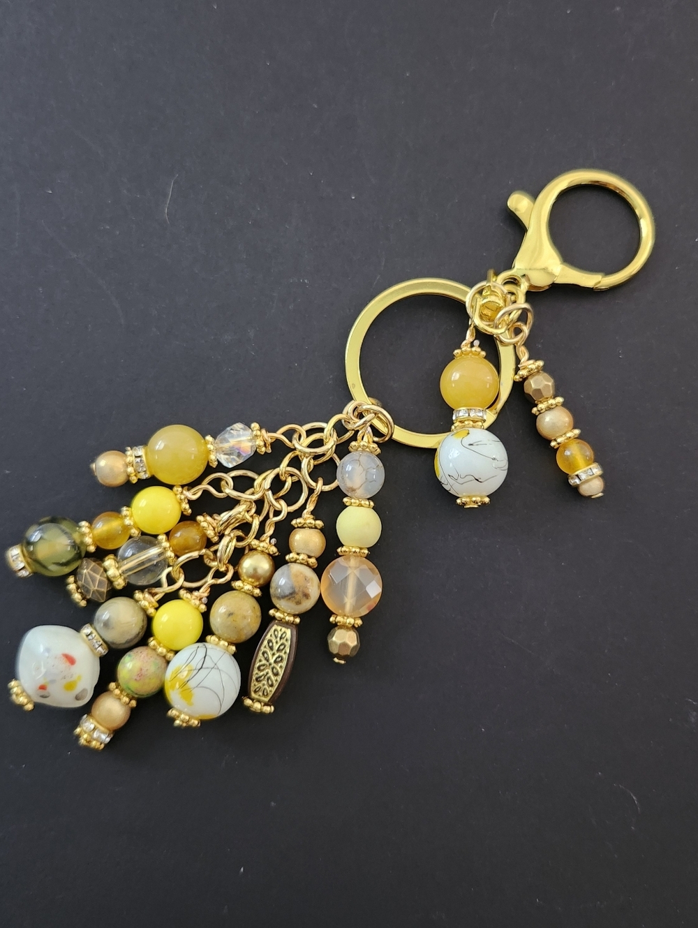 Yellow Purse Charm or Keychain Agate Stone Handcrafted